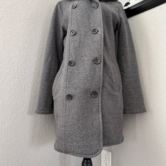 JAMES PERSE Gray Cotton Double Breasted Hooded Peacoat Jacket 4 - Picture 8 of 12